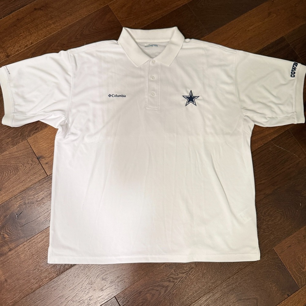 Columbia PFG Dallas Cowboys Polo Men's XXL White NFL Performance Shirt 2XL